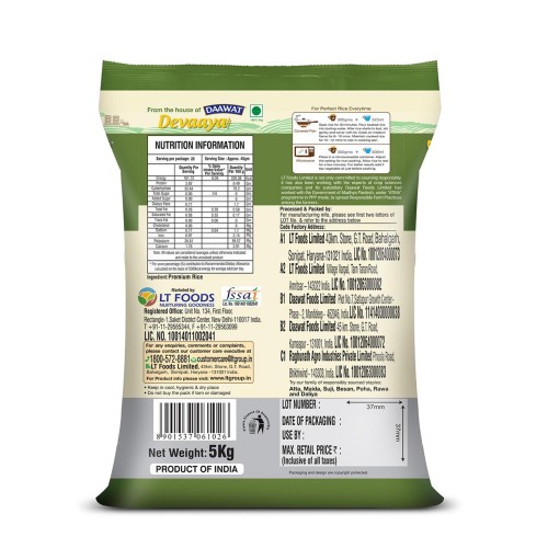 Daawat Devaaya, Long & Fluffy Grains Basmati Rice, 5 Kg