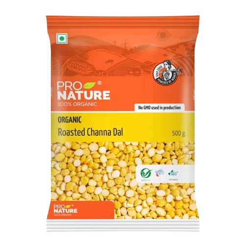 Pro Nature 100% Organic Roasted Channa Dal, 500g